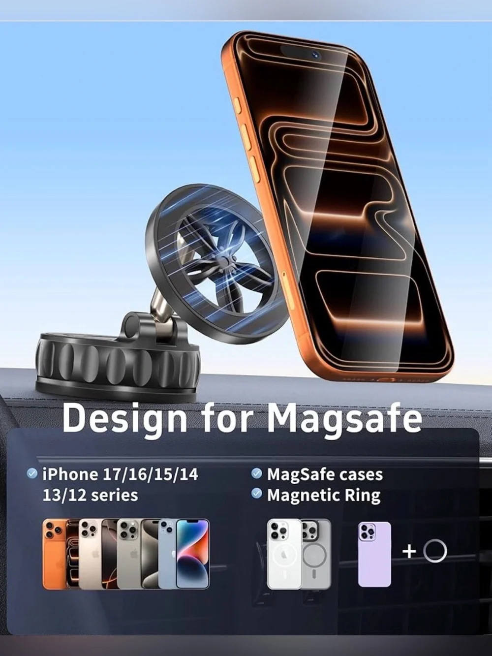 Car Phone Holder for Magsafe [125+ LB Strongest Suction]